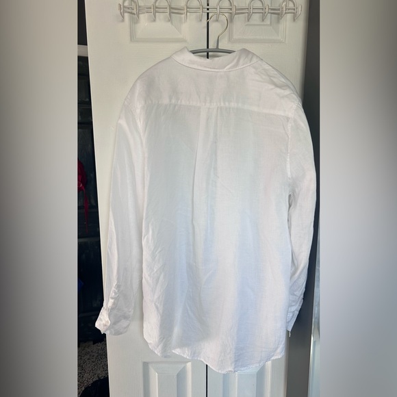 Quince 100% European Linen Long Sleeve Button Front Shirt in White XL - Picture 4 of 7